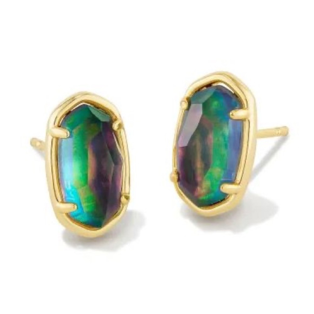 NWT Kendra Scott Grayson Gold Abalone Stone Earrings. Rare. Lilac Purple